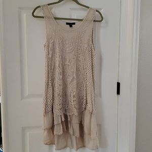 Saks Fifth Avenue Italian Lace Sleeveless Dress Lg